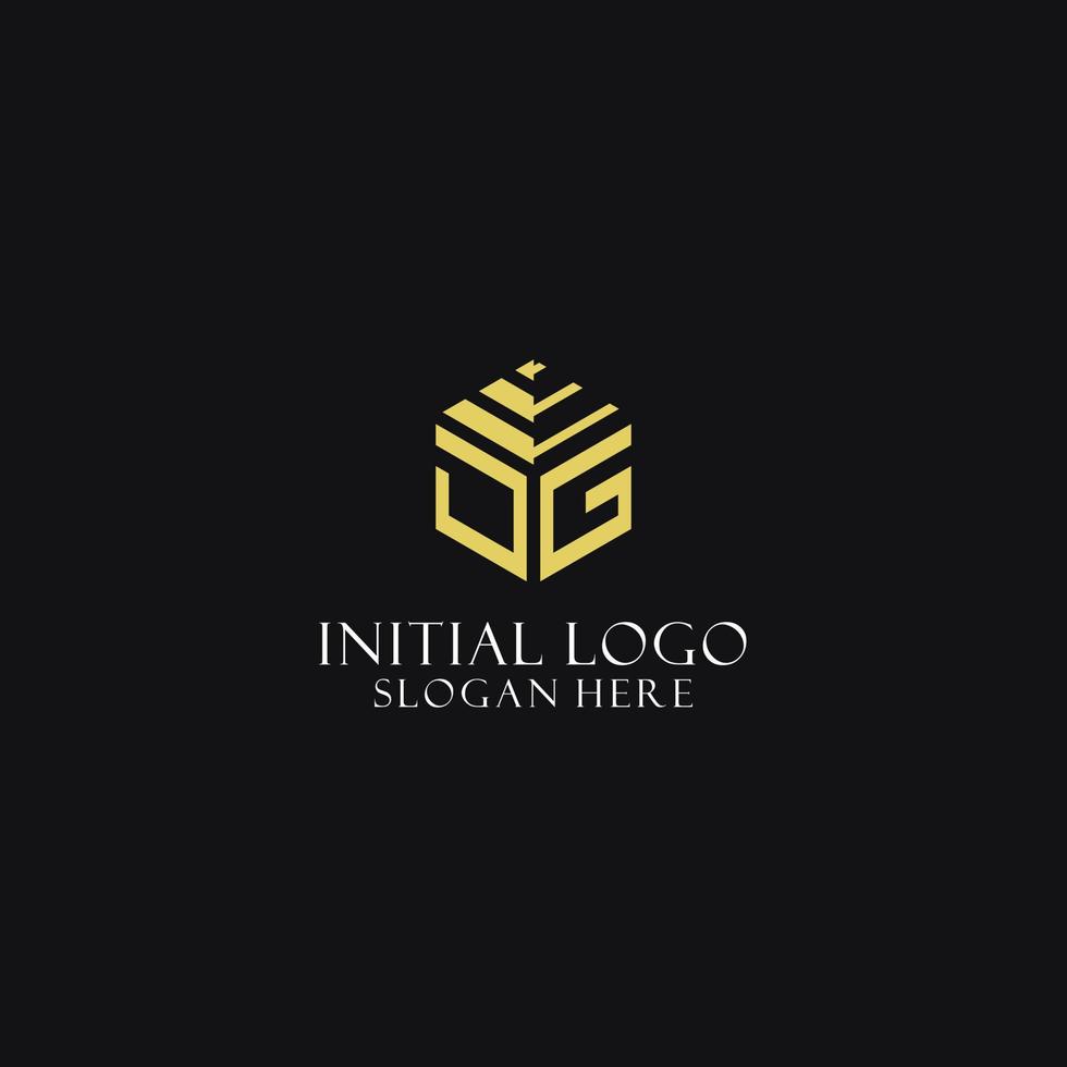 JG initial monogram with hexagon shape logo, creative geometric logo design concept vector