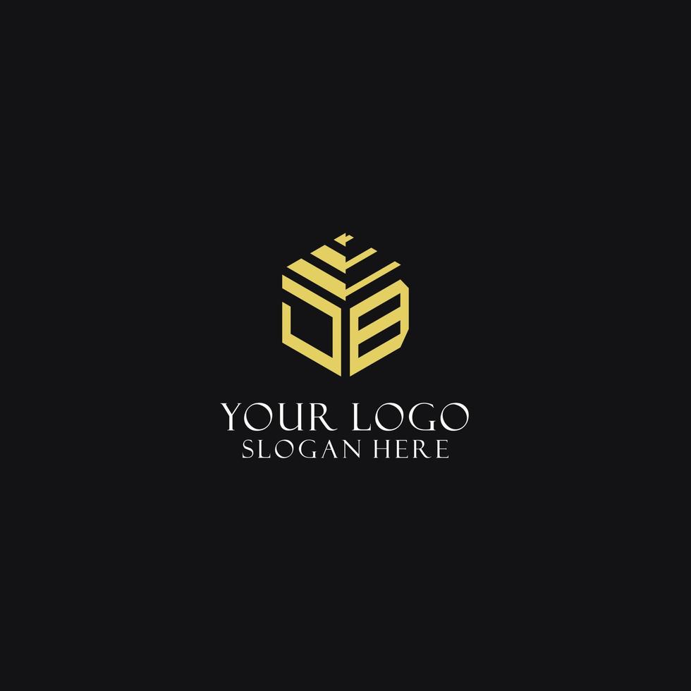 JB initial monogram with hexagon shape logo, creative geometric logo design concept vector