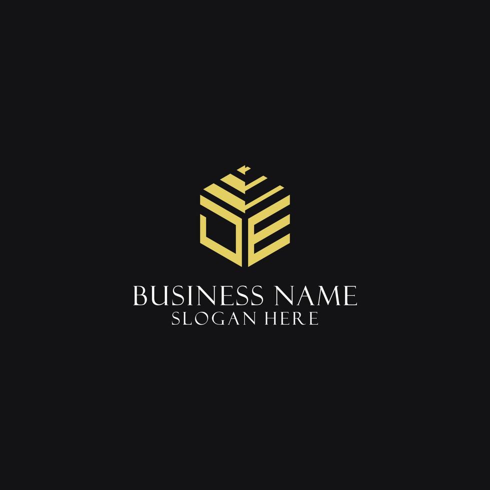 JE initial monogram with hexagon shape logo, creative geometric logo design concept vector