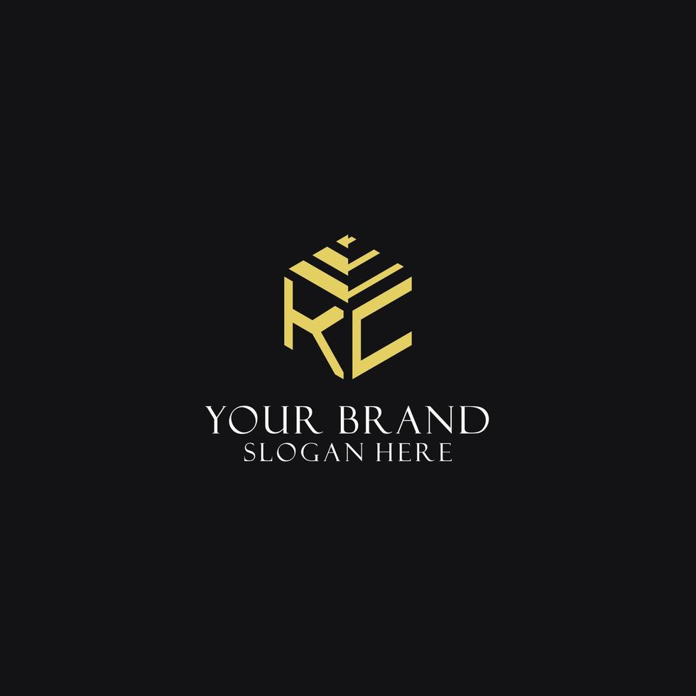KC initial monogram with hexagon shape logo, creative geometric logo design concept vector