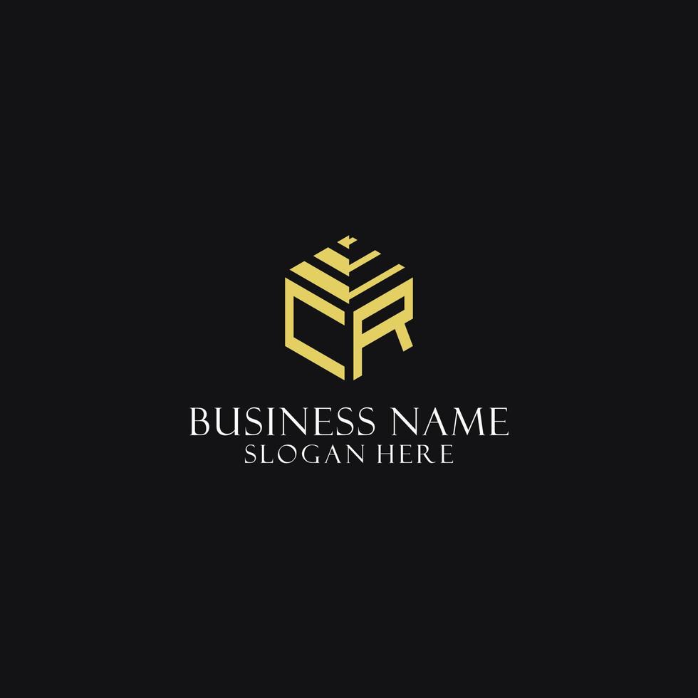 CR initial monogram with hexagon shape logo, creative geometric logo design concept vector