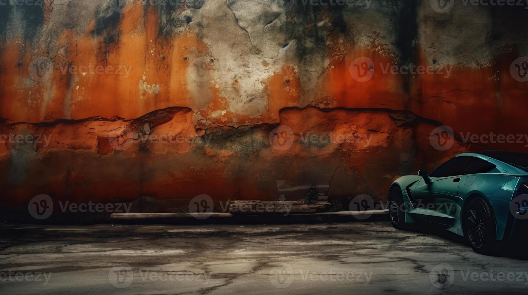 Corvette grunge wall background AI photo