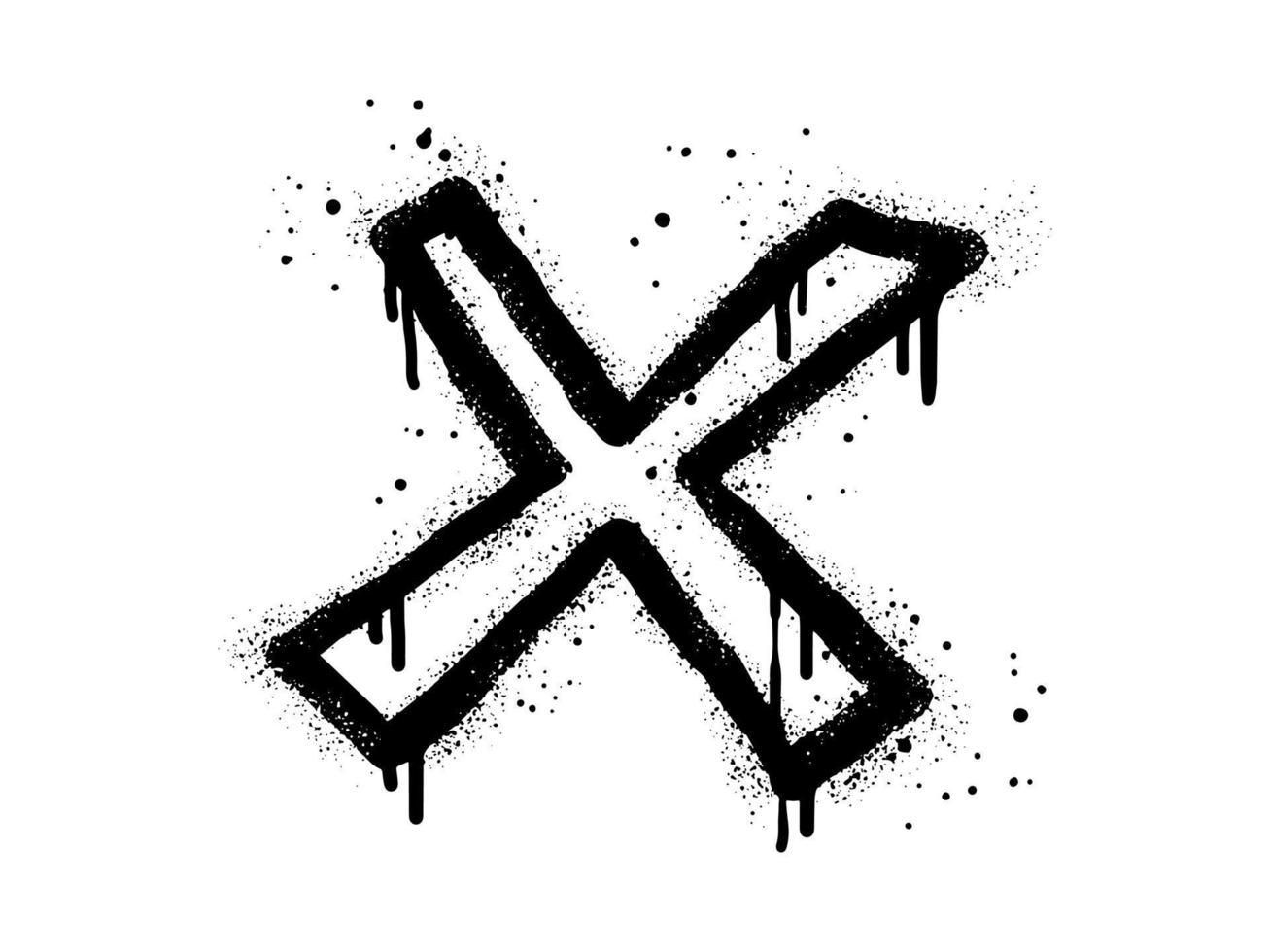 Spray painted graffiti check mark in black over white. X symbol. isolated on white background. vector illustration