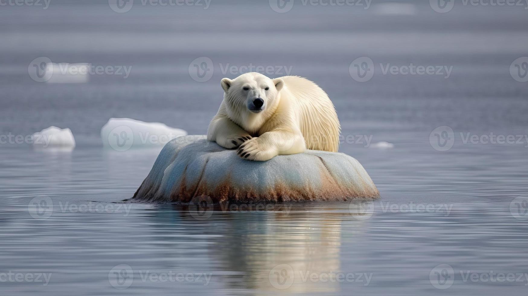 Polar bear on Ice AI photo