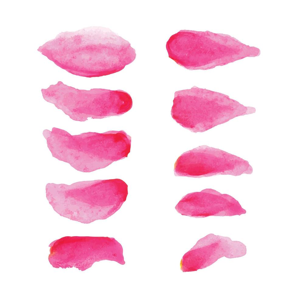 A set of pink floral petals with a white background. Flower petals collection vector