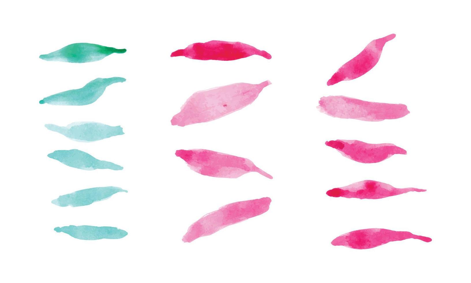 A set of green and pink leaves, watercolor vector leaves design, Leaves watercolor design collection