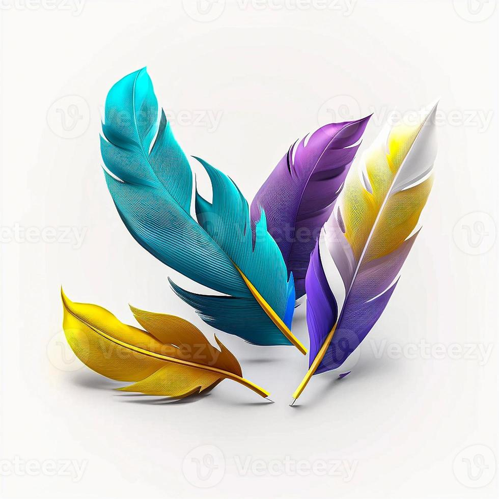 3d colorful feathers for carnival composition photo