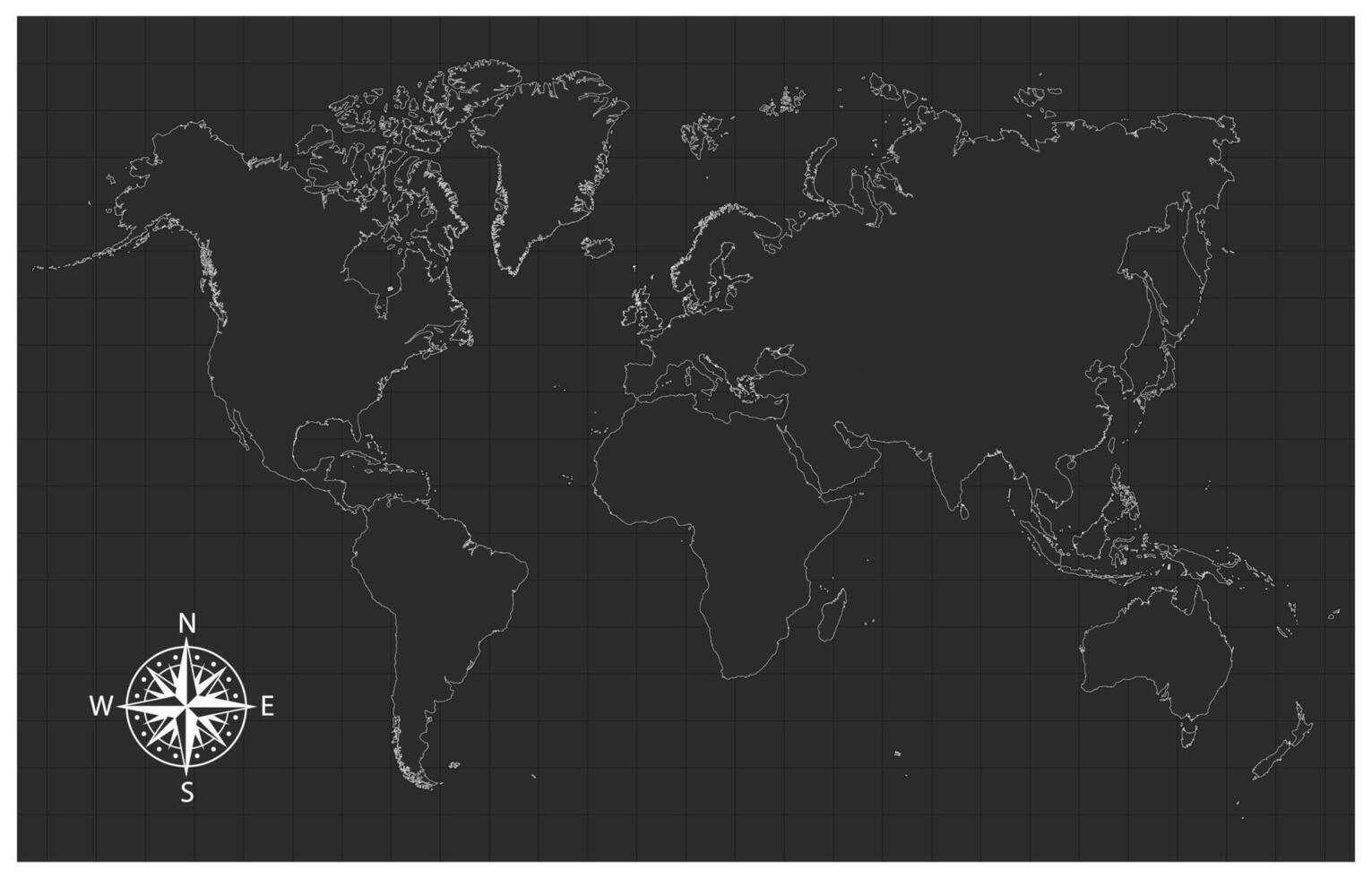 Black And White Outline World Map vector