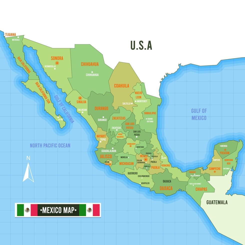 mapa de mexico vector