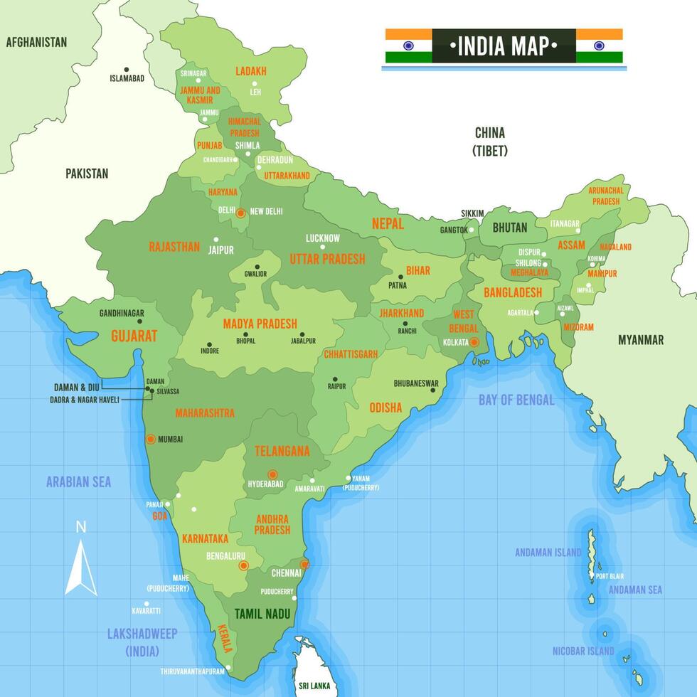 Country Map Of India vector