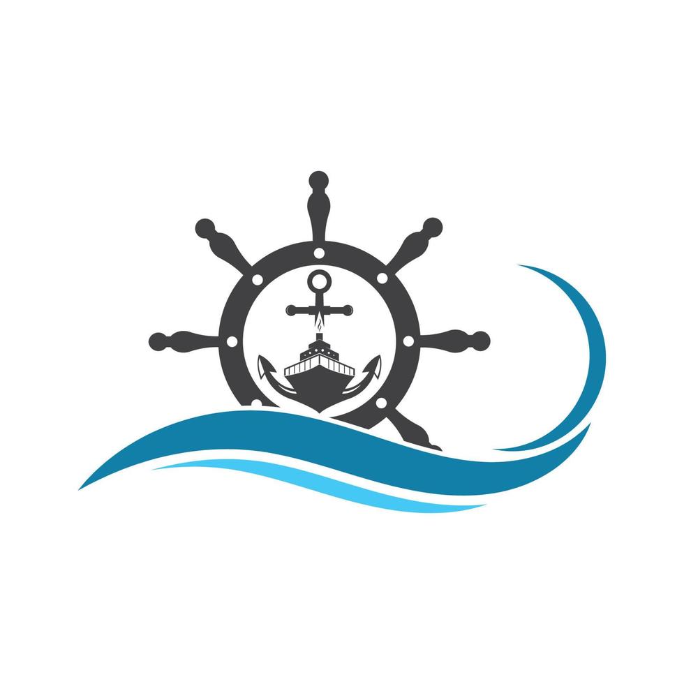 steering ship vector logo icon of nautical maritime