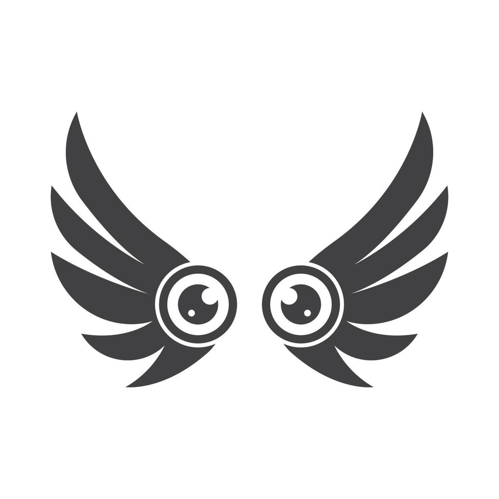 optical eye with wings  icon Logo vector Template illustration