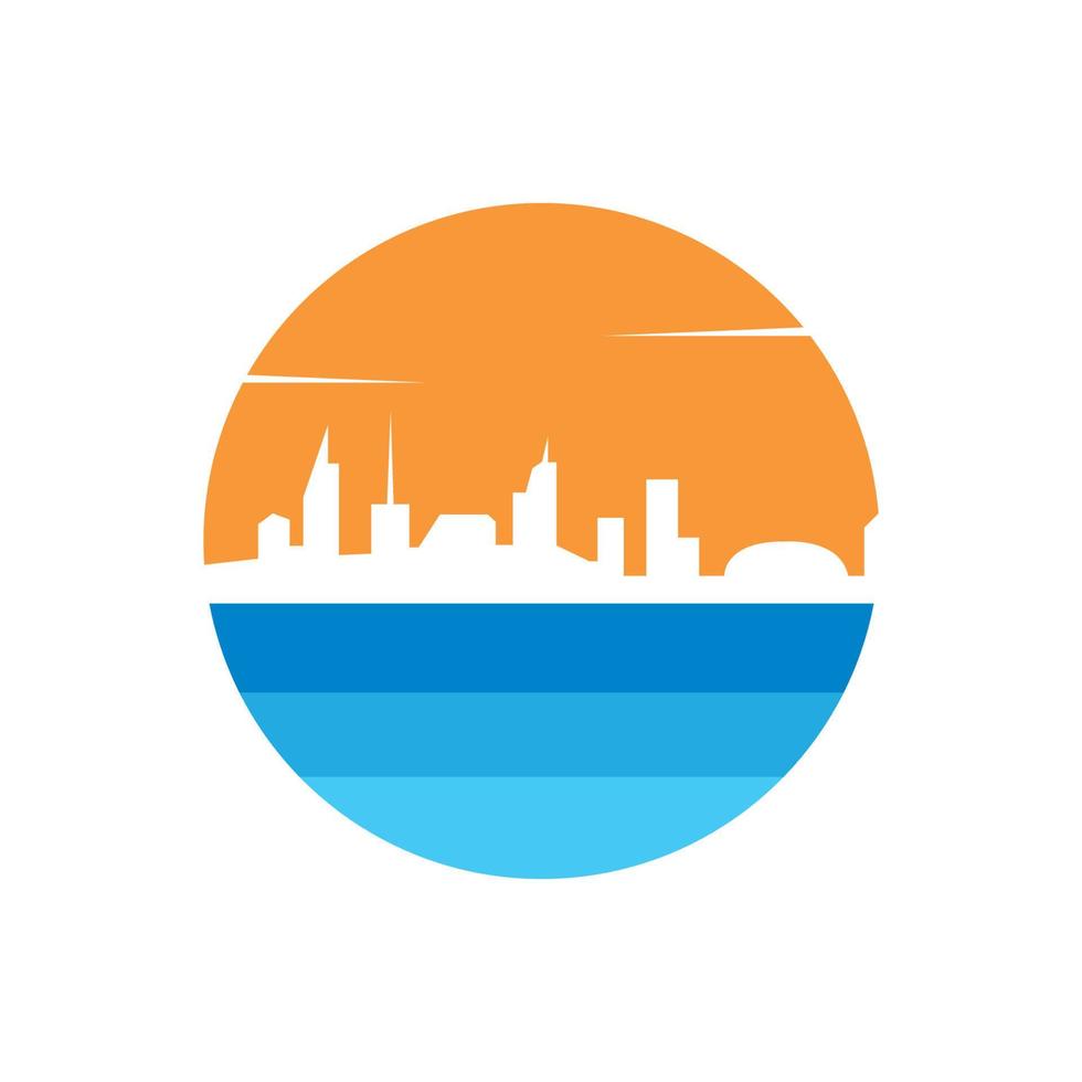 modern city skyline vector landscape illustration