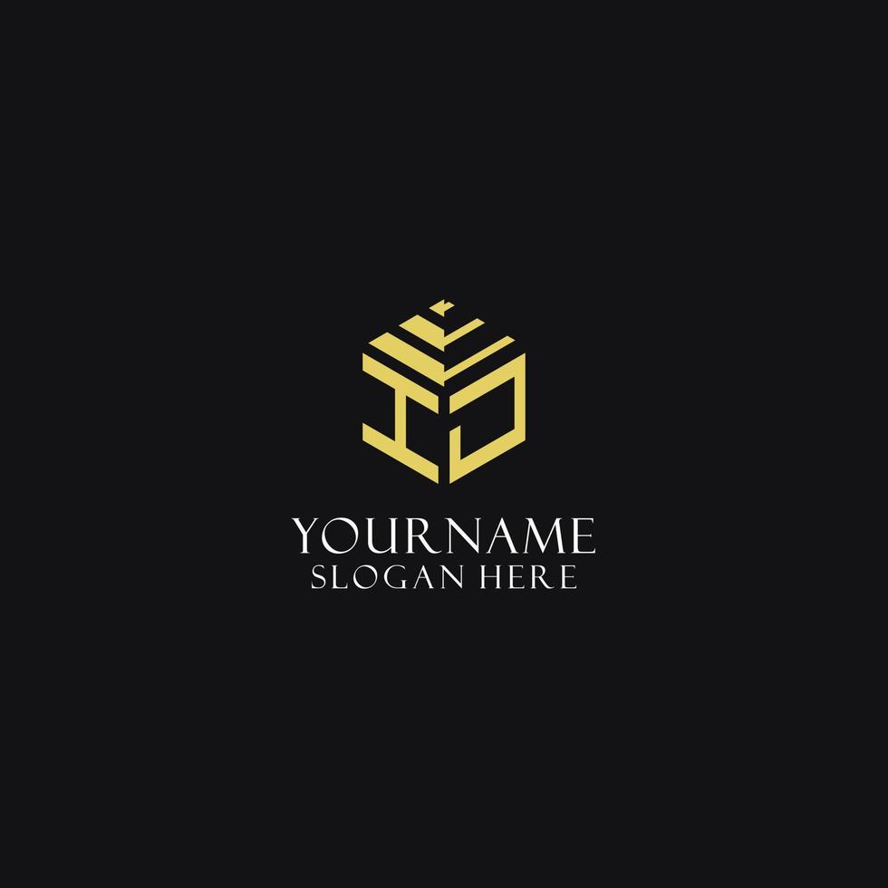 IJ initial monogram with hexagon shape logo, creative geometric logo design concept vector