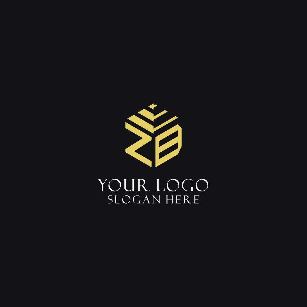 ZB initial monogram with hexagon shape logo, creative geometric logo design concept vector
