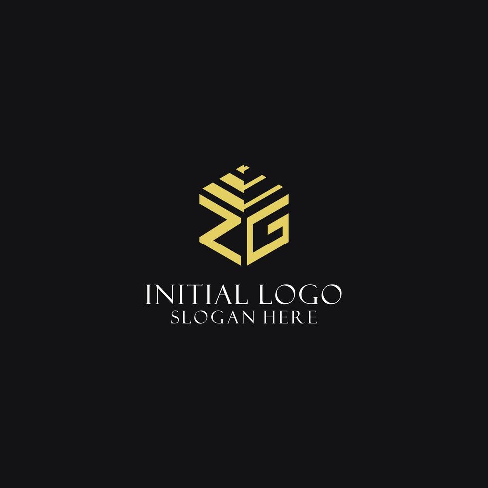 ZG initial monogram with hexagon shape logo, creative geometric logo design concept vector