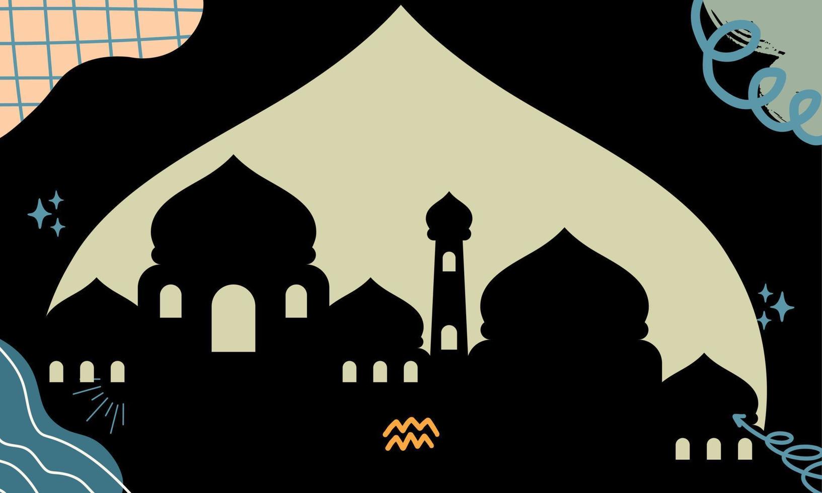 Mosque background vector illustration, brand identity emblem