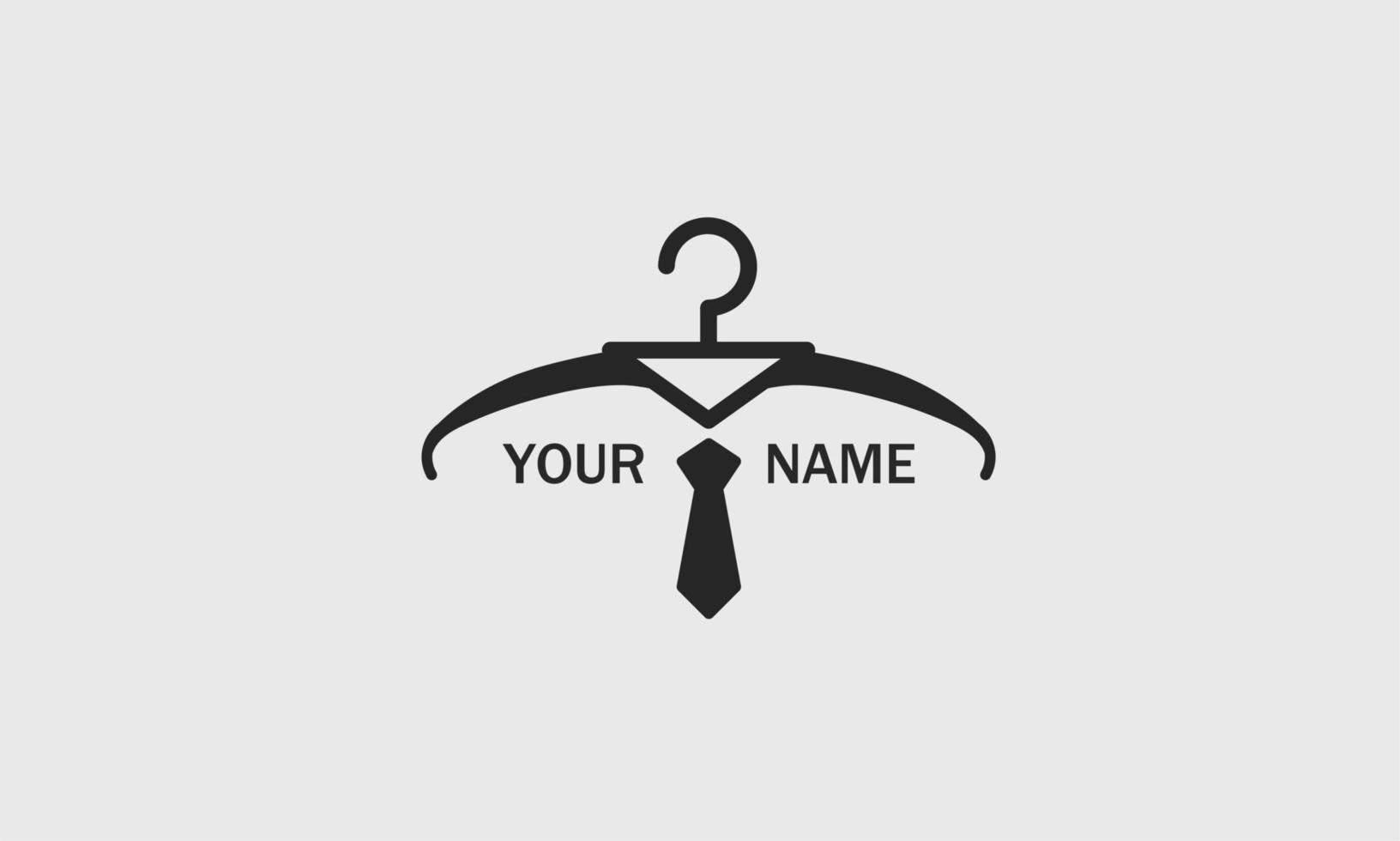 suit logo design template. Coat hanger and suit shop shape vector editable logo design.