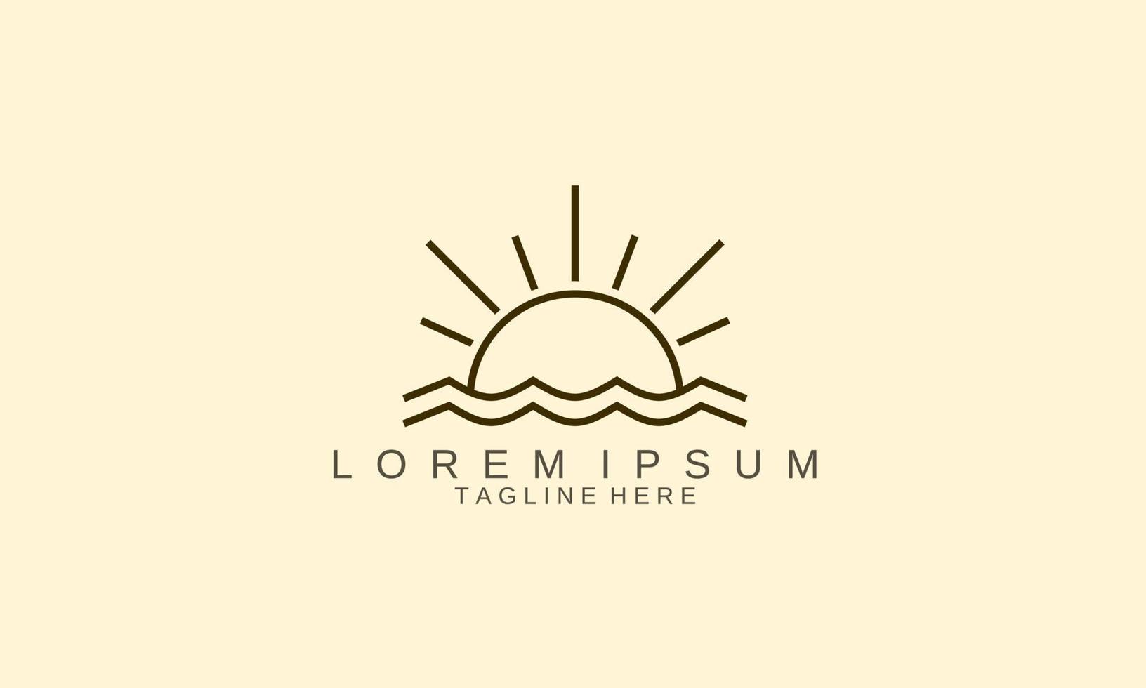 Logo design template. Rising sun logo design in the middle of the sea, luxury design for your company. Line art logo flat design. vector