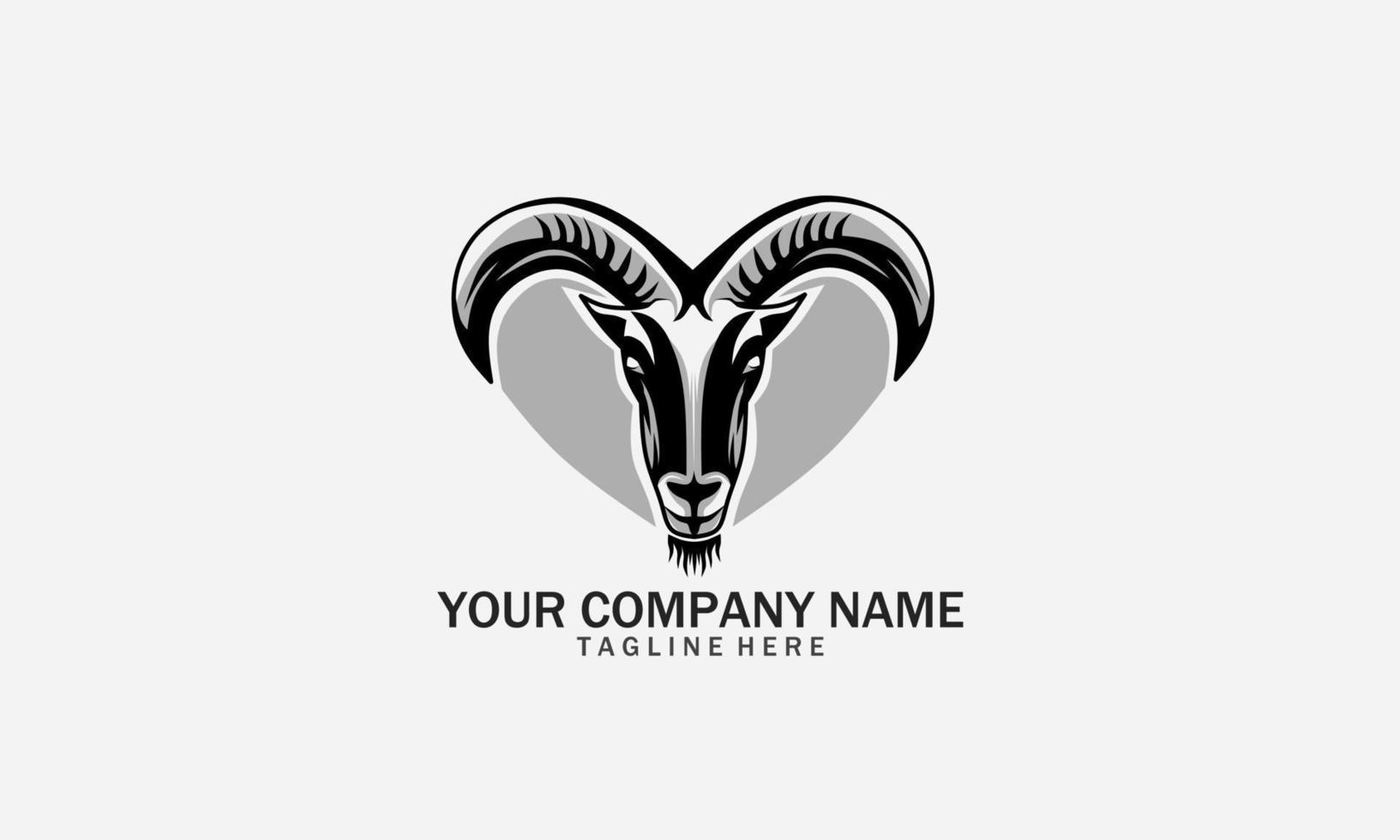 Sheep logo design. Vector Icon Of A Ram With Long Horns. Modern Sheep Logo Template.