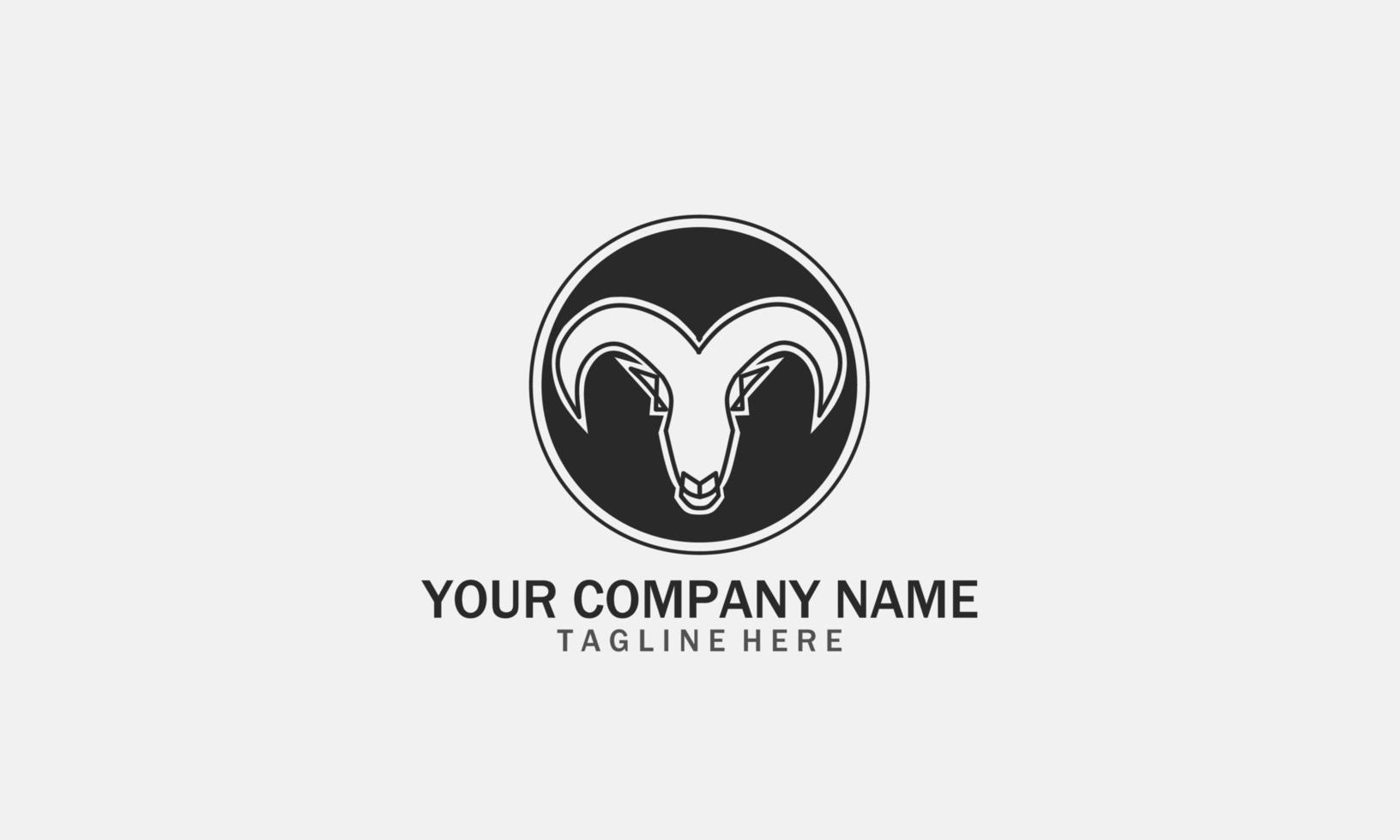 Sheep logo design. Vector Icon Of A Ram With Long Horns. Modern Sheep Logo Template.