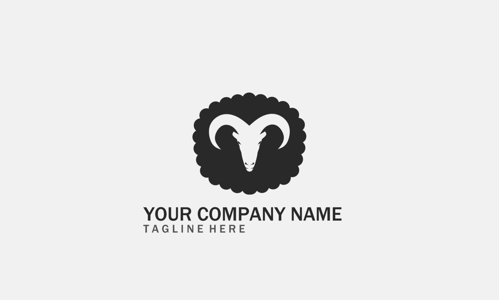 Sheep logo design. Vector Icon Of A Ram With Long Horns. Modern Sheep Logo Template.