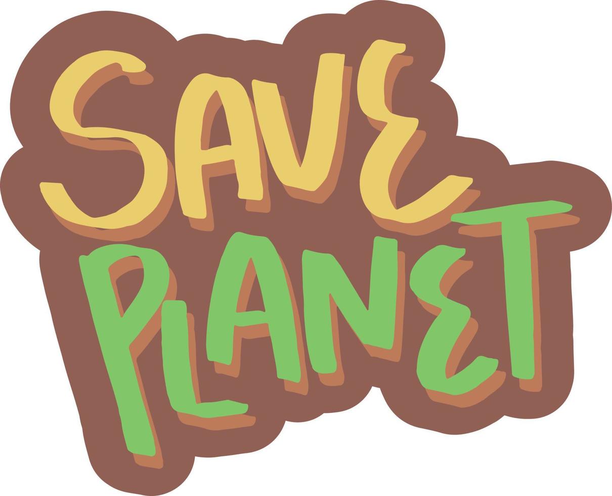 salvar planeta tipografía vector