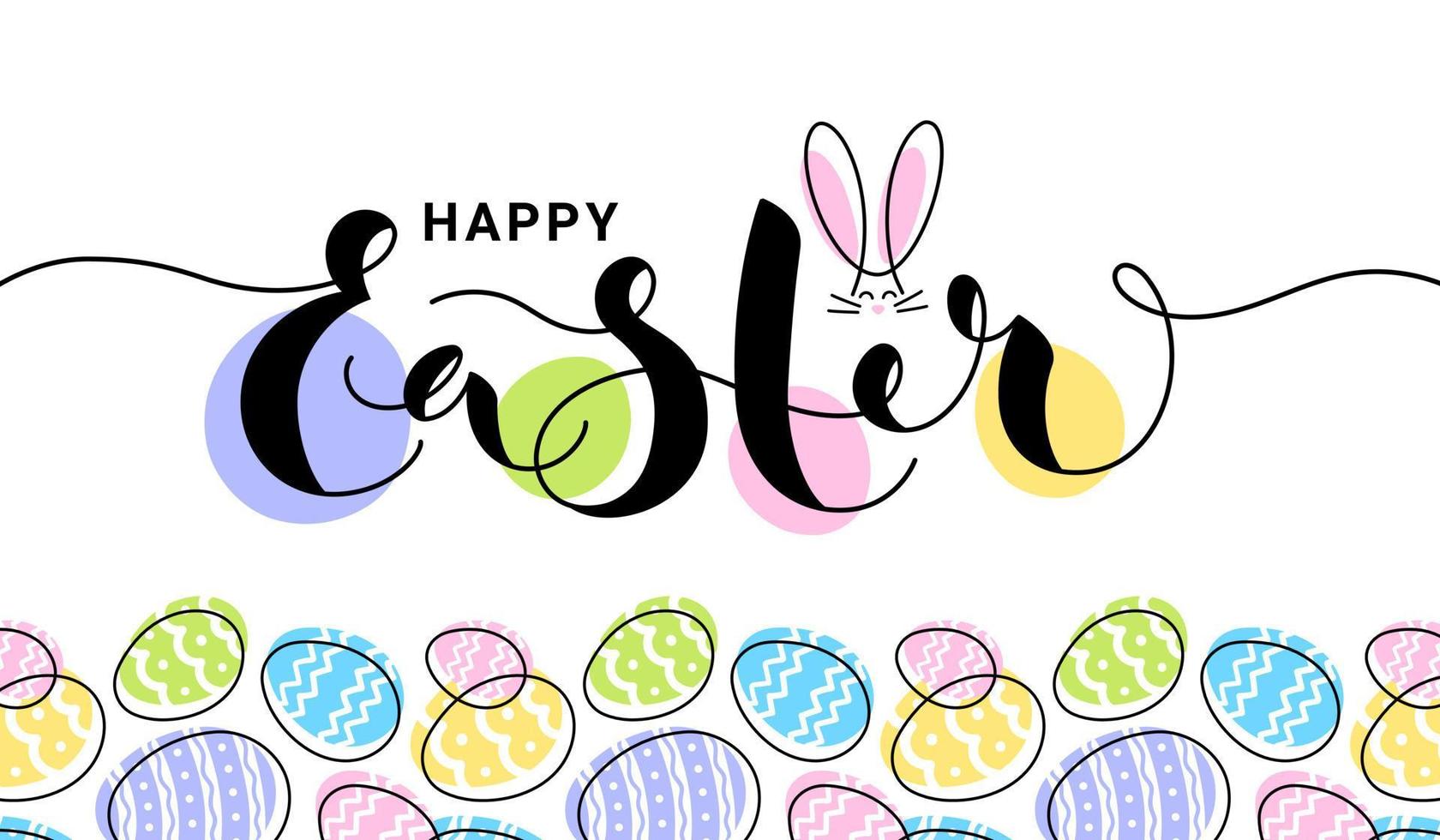 Happy Easter colorful seamless pattern with bright eggs and geometric ornate. Vector illustration.