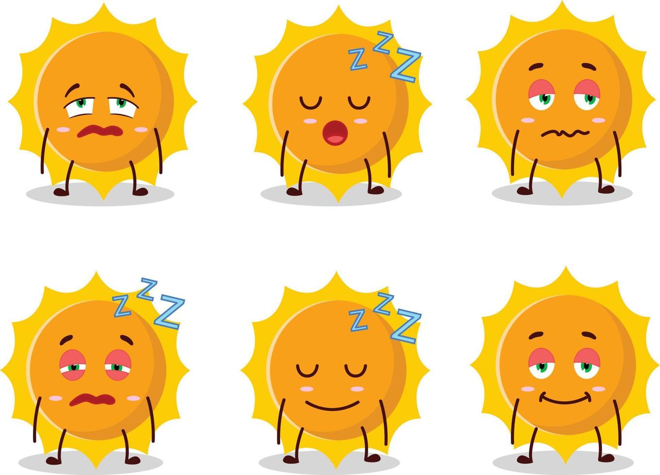 Cartoon character of sun with sleepy expression vector