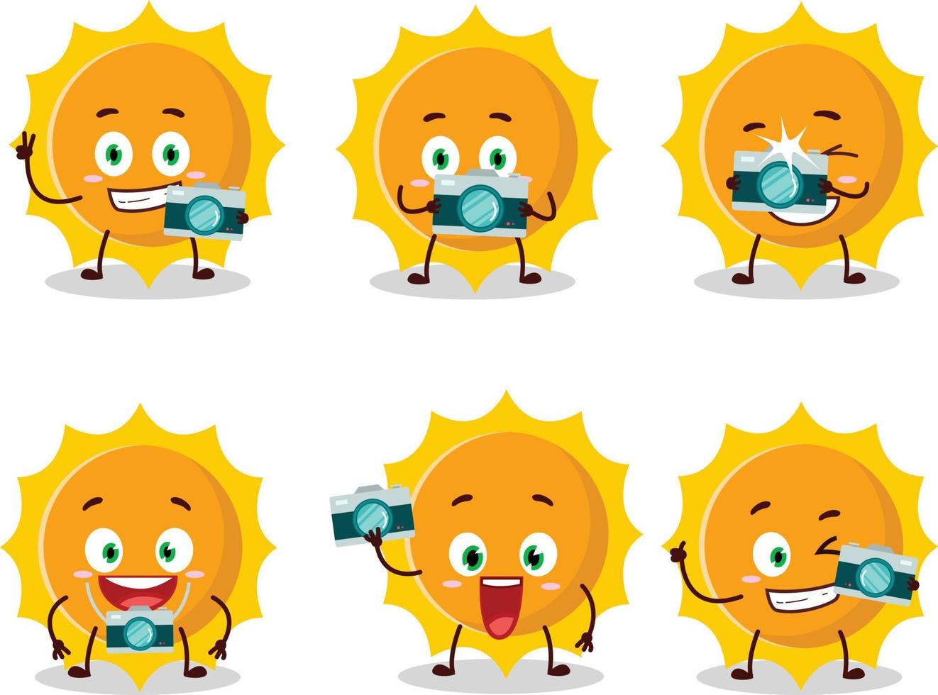 Photographer profession emoticon with sun cartoon character vector