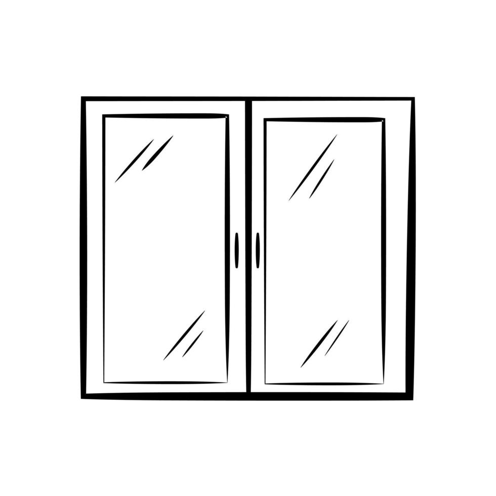 Window close sketch, hand drawing vector illustration isolated on white background