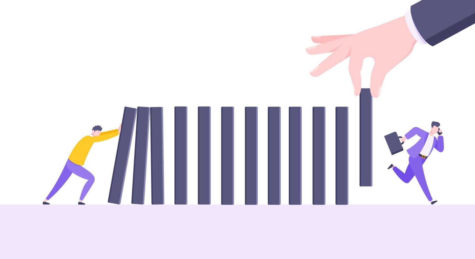 Business resilience or domino effect metaphor vector illustration concept.