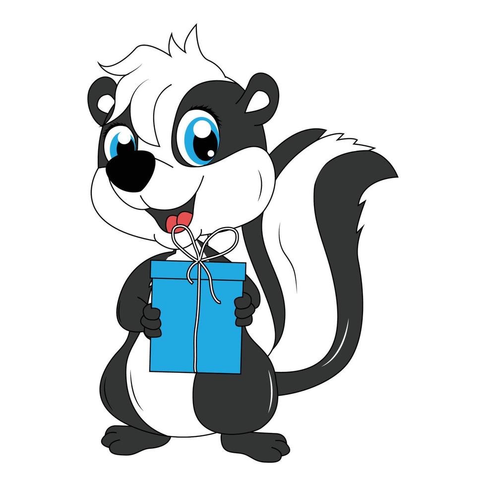 cute skunk animal cartoon illustration graphic vector