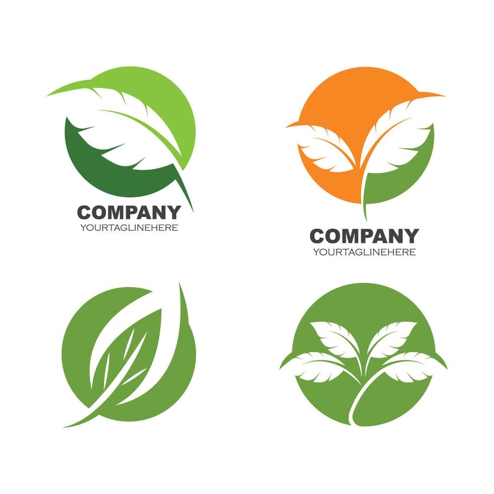 Logos of green leaf ecology nature element vector