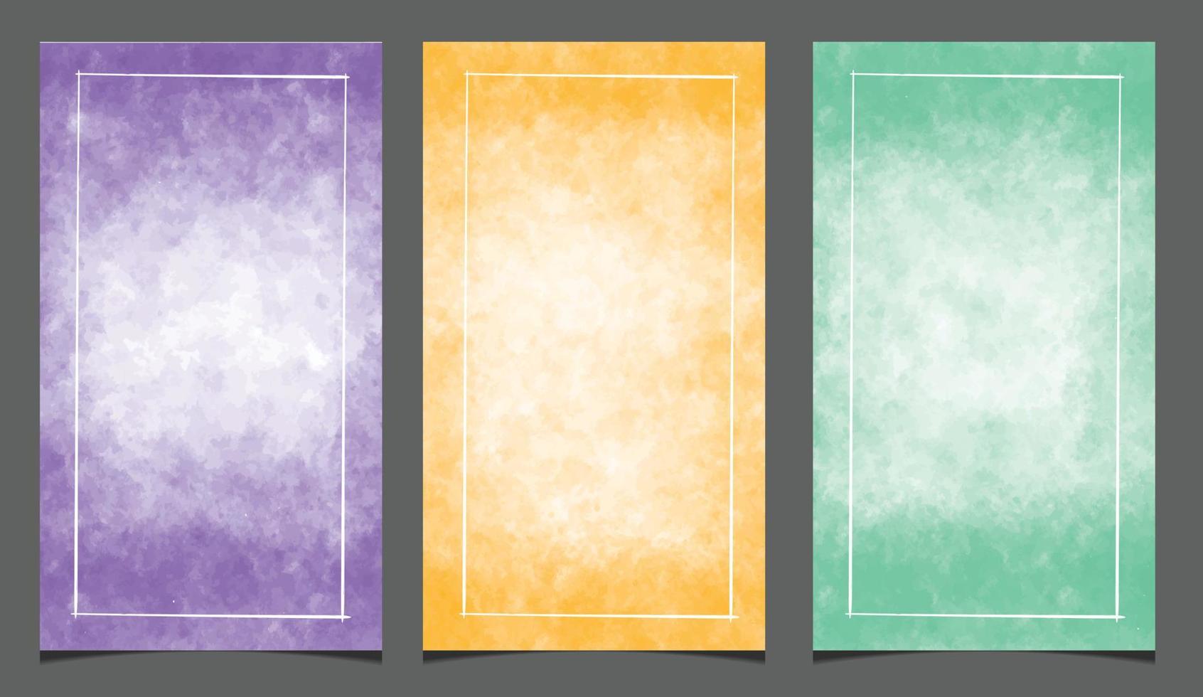 Set of vertical creative social media post with grunge watercolor background vector