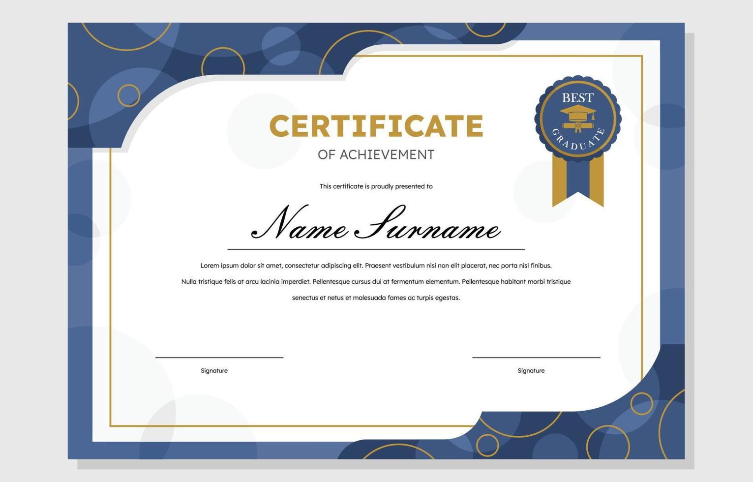 Navy Blue Professional Certificate Template vector