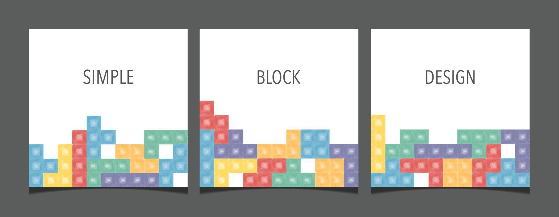 Set of square social media post with creative block game background vector
