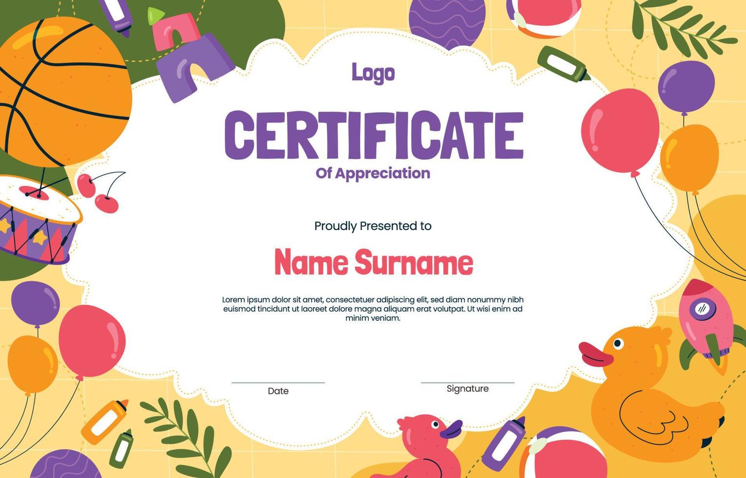 Colorful Children Certificate vector