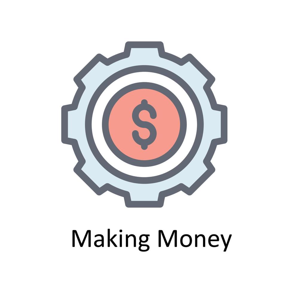 haciendo dinero vector llenar contorno iconos sencillo valores ilustración valores