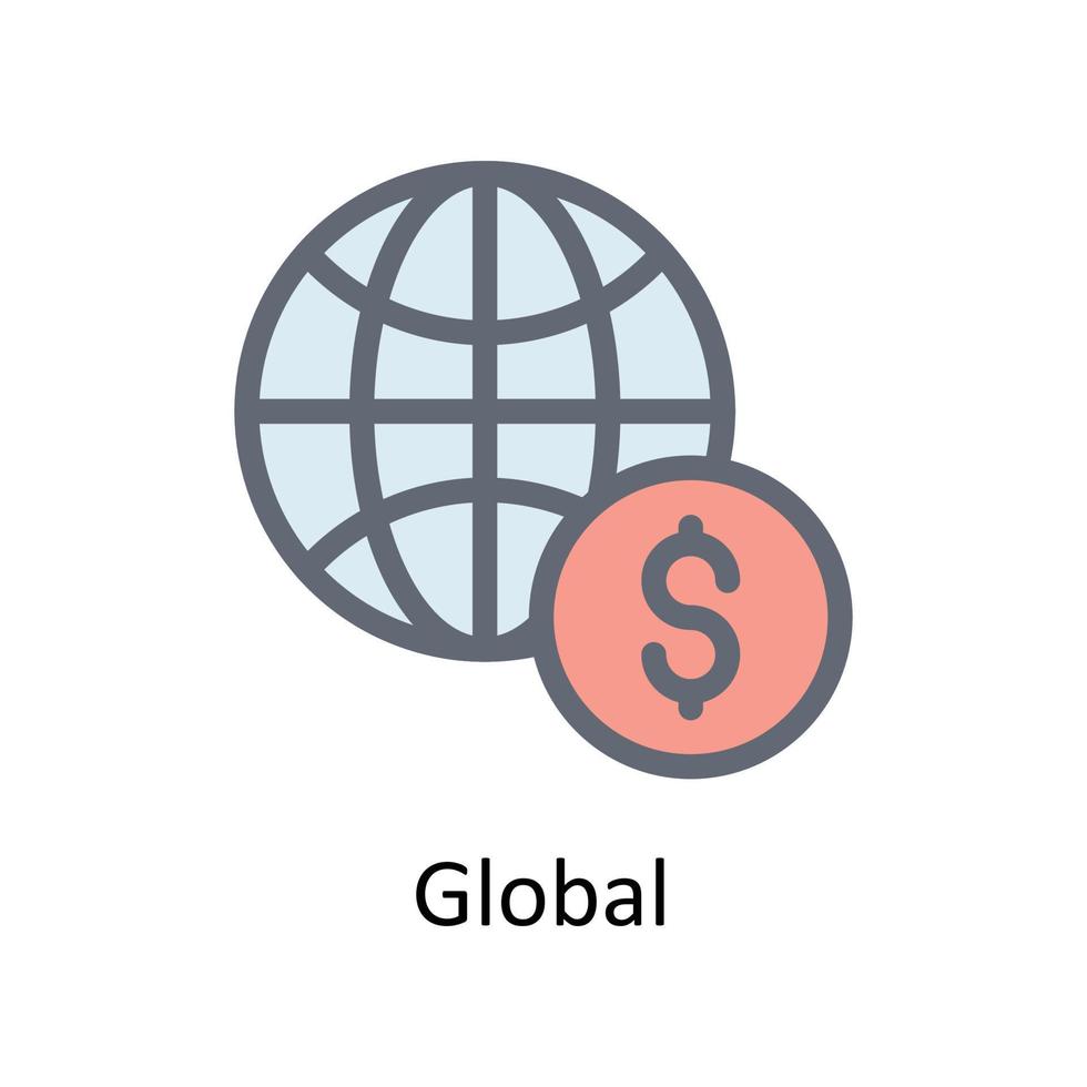 Global  Vector Fill outline Icons. Simple stock illustration stock