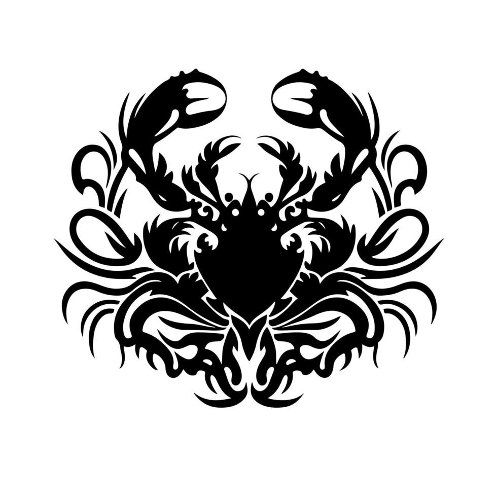 Intricate crab design in black and white. Good for logo, poster, card, banner, emblem, sign or tattoo. vector