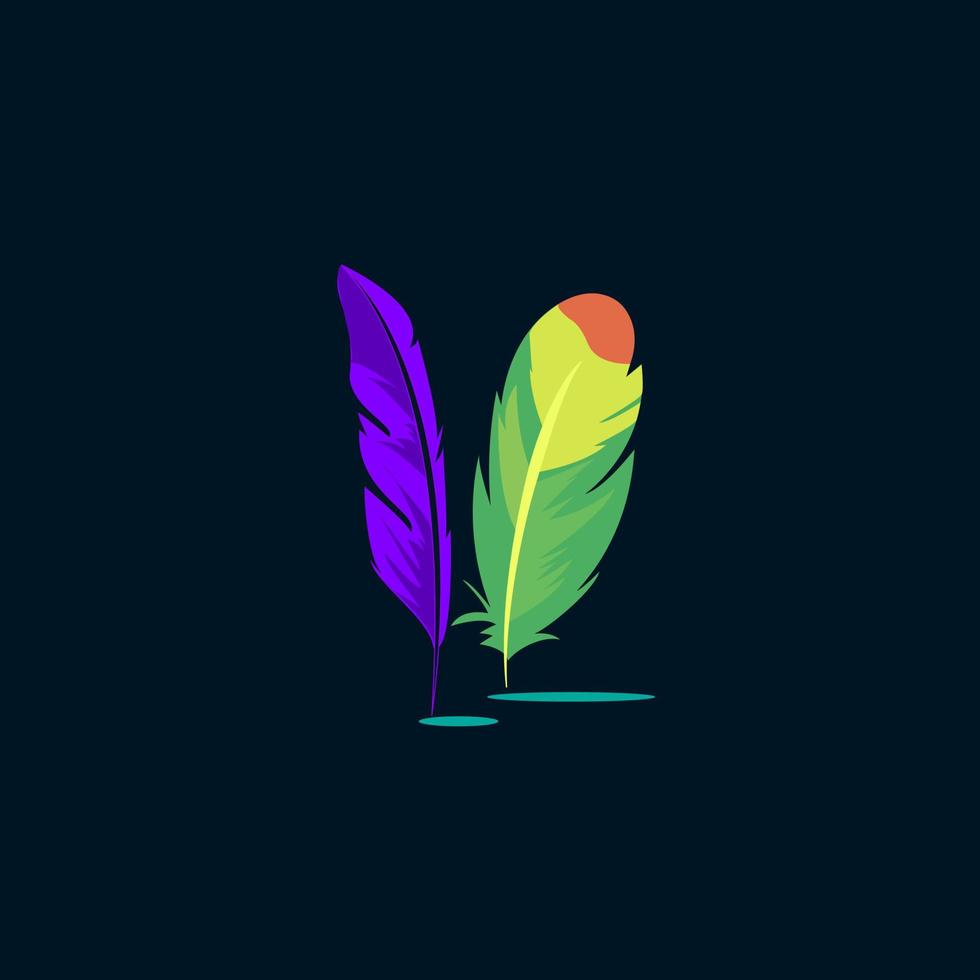 Set of colorful feathers logo template, designed by Pandu vector