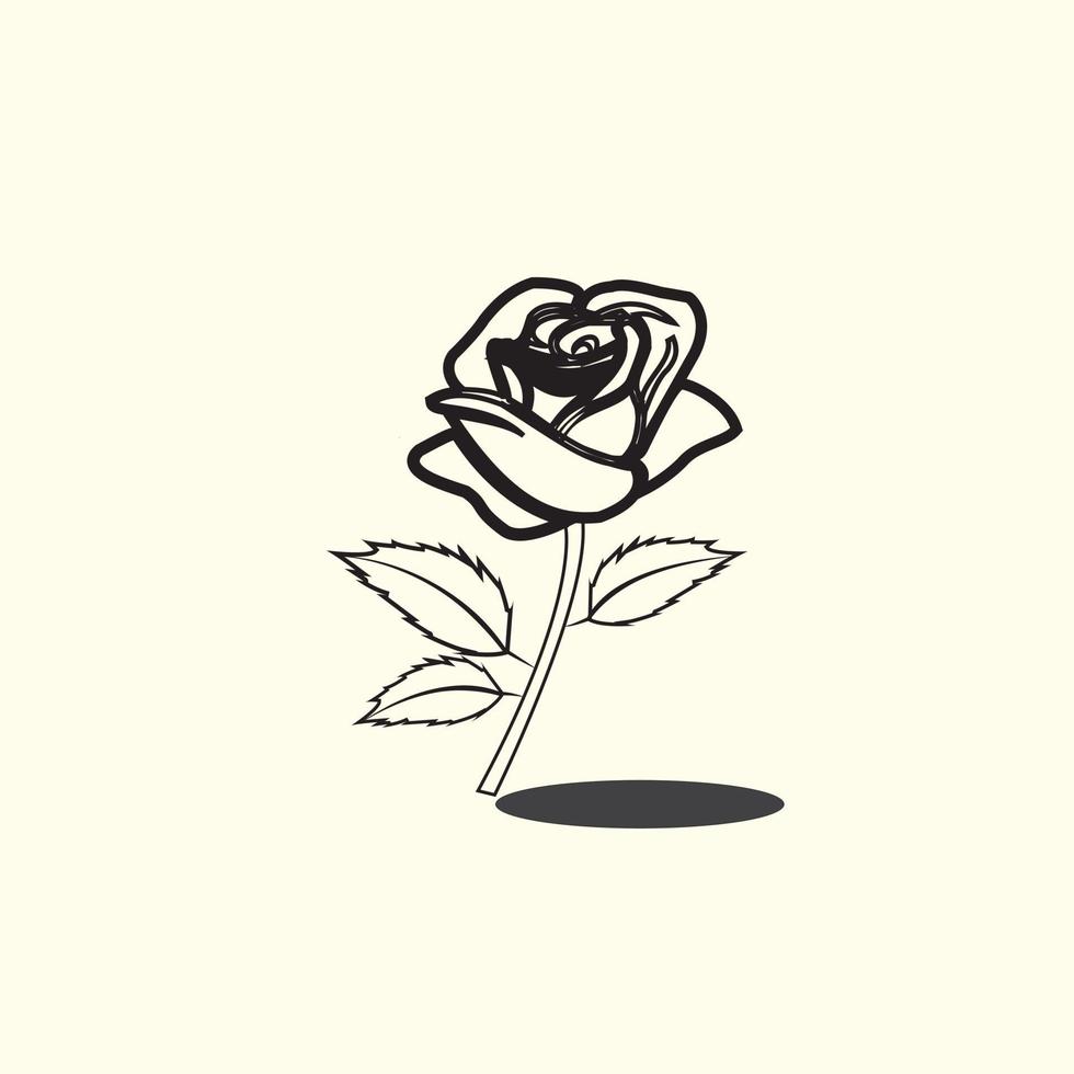 Set Beautiful Rose Flower Draw With Hand vector