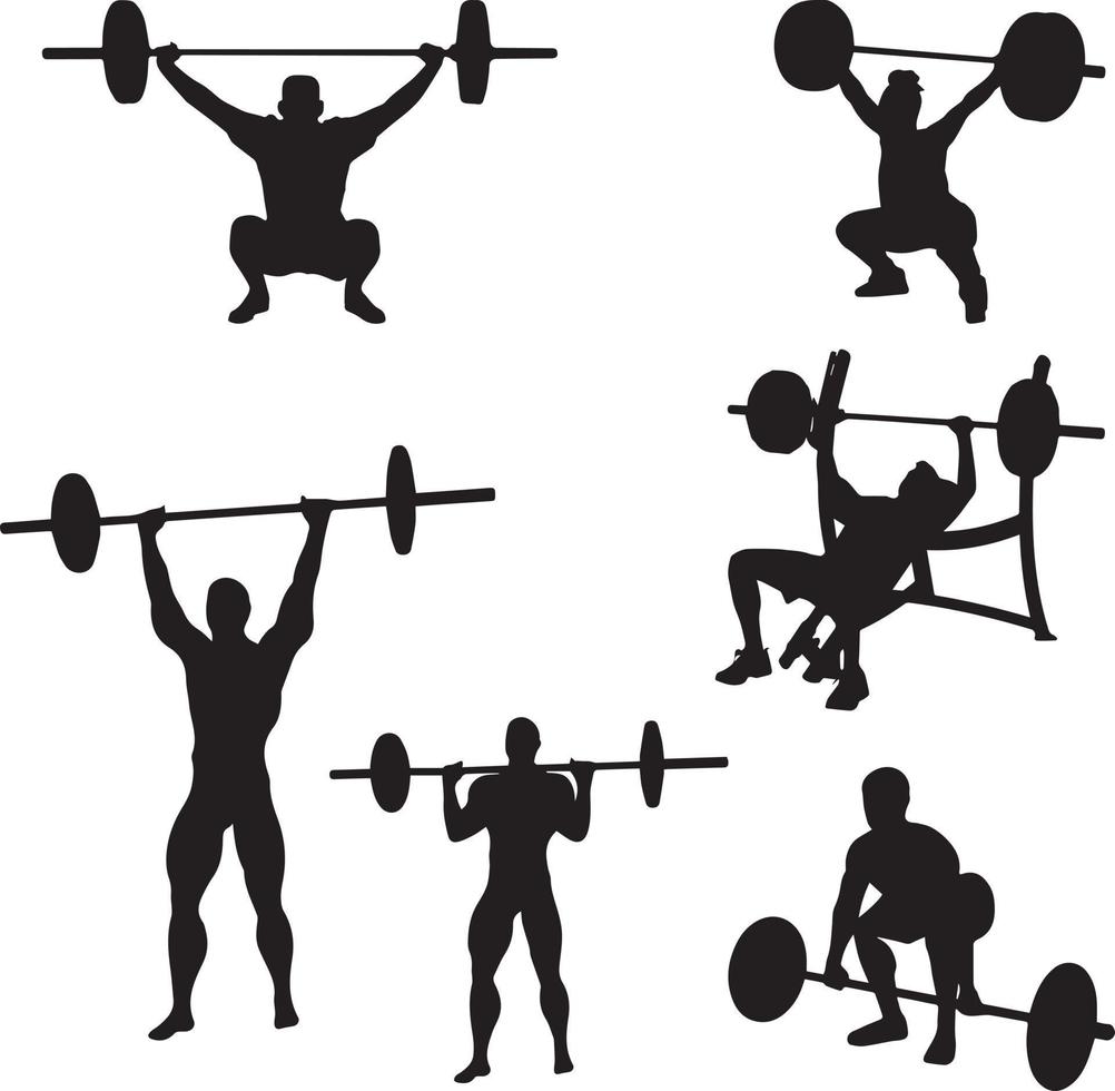 Weightlifter silhouette Vector . Weight Lifting Silhouette on white background