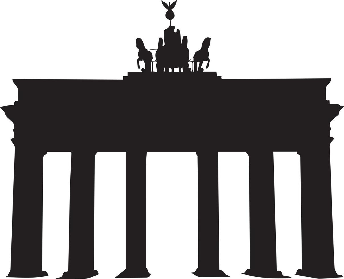 Brandeburgo portón silueta en Berlina en un blanco antecedentes vector