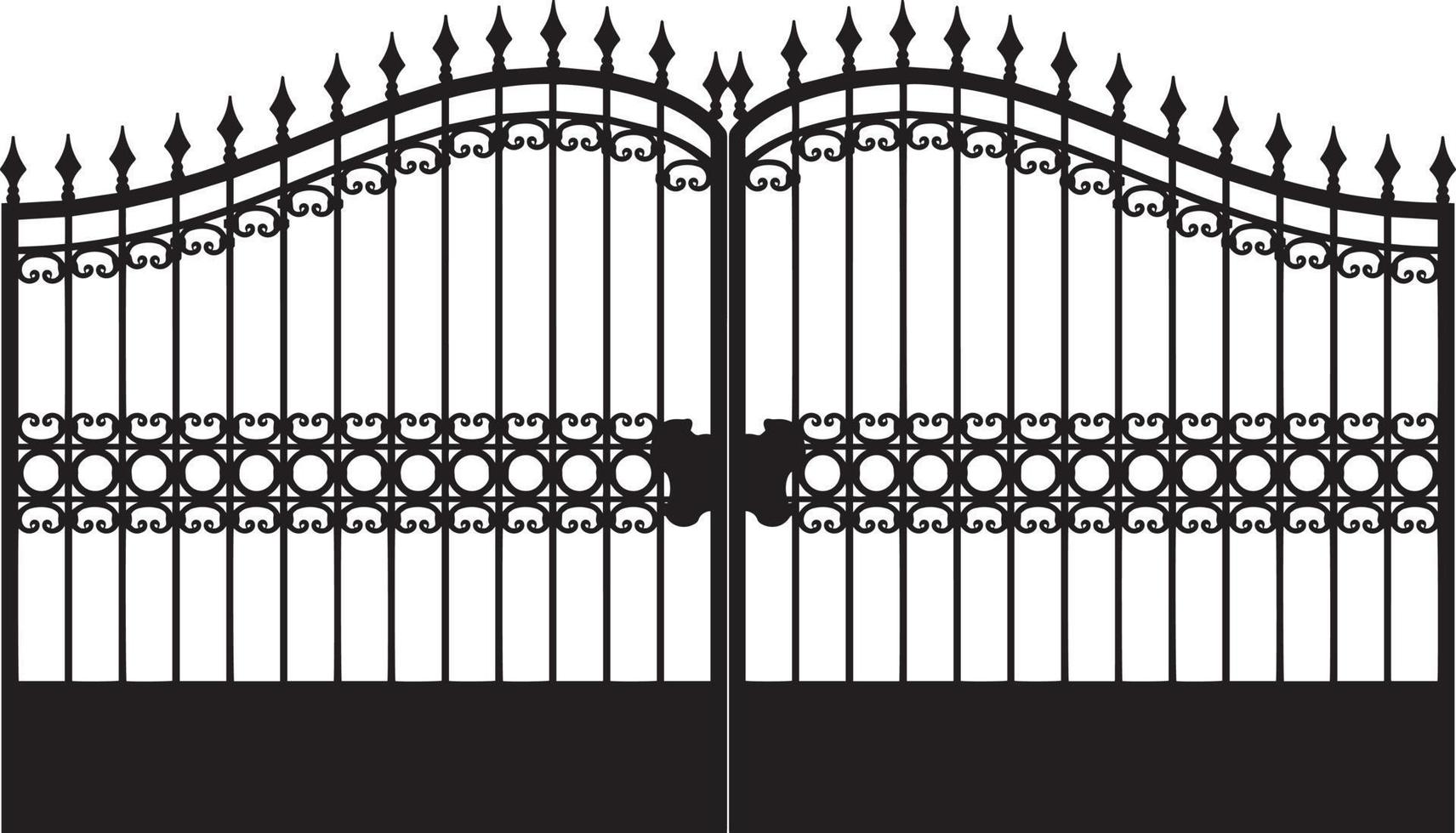 wrought iron fence gate silhouette vector
