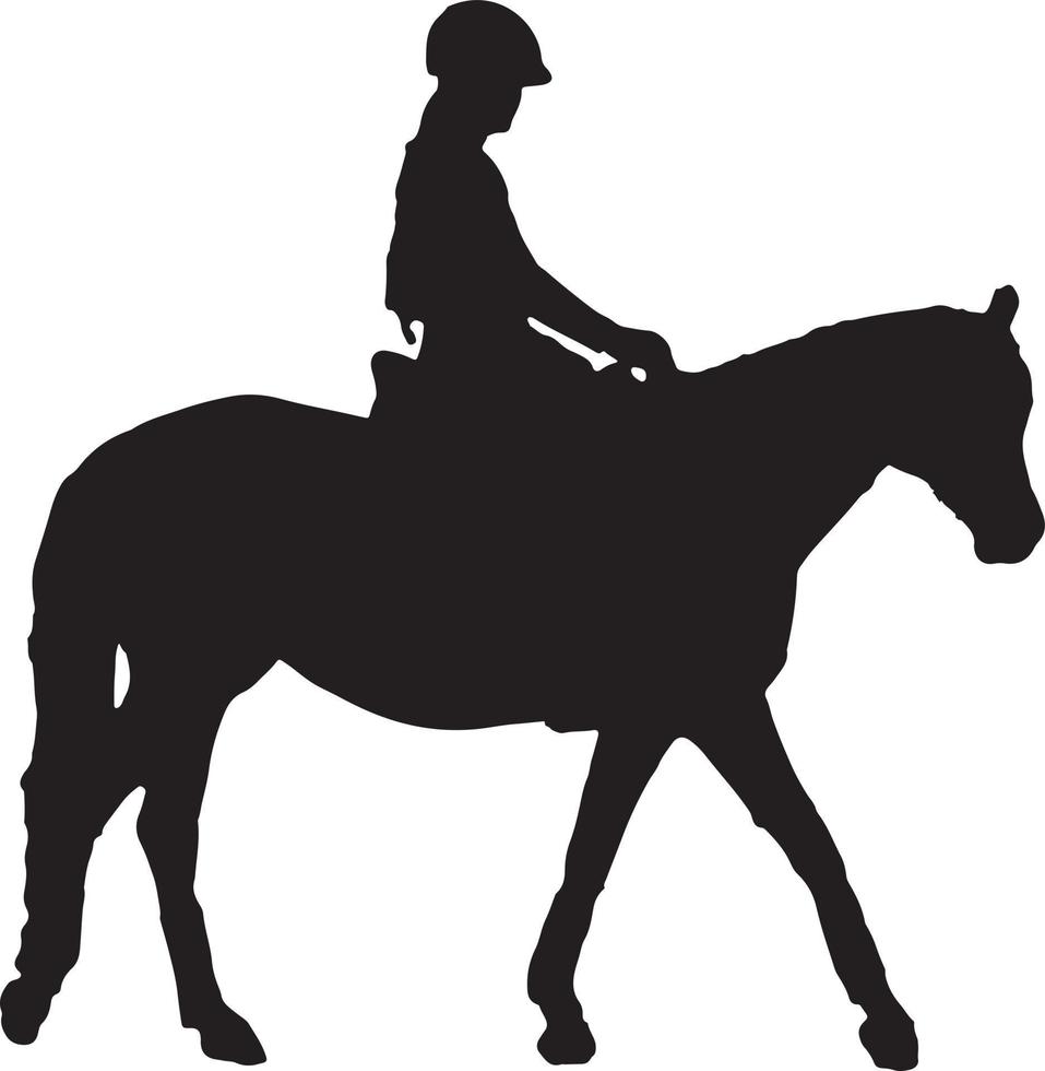 negro silueta de un mujer montando caballo vector