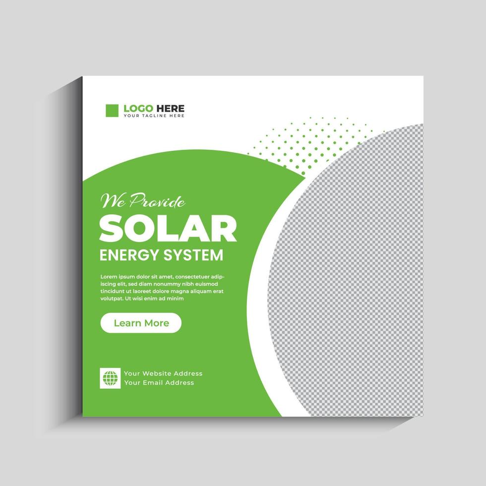 Solar Energy social media post banner template vector