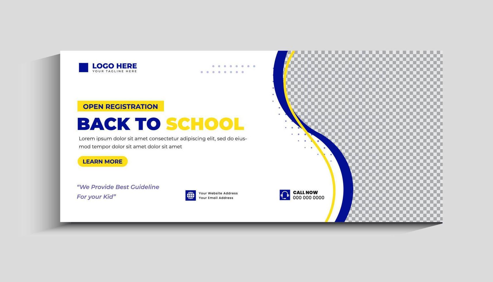 School Admission or back to school Social Media Cover Template Design vector