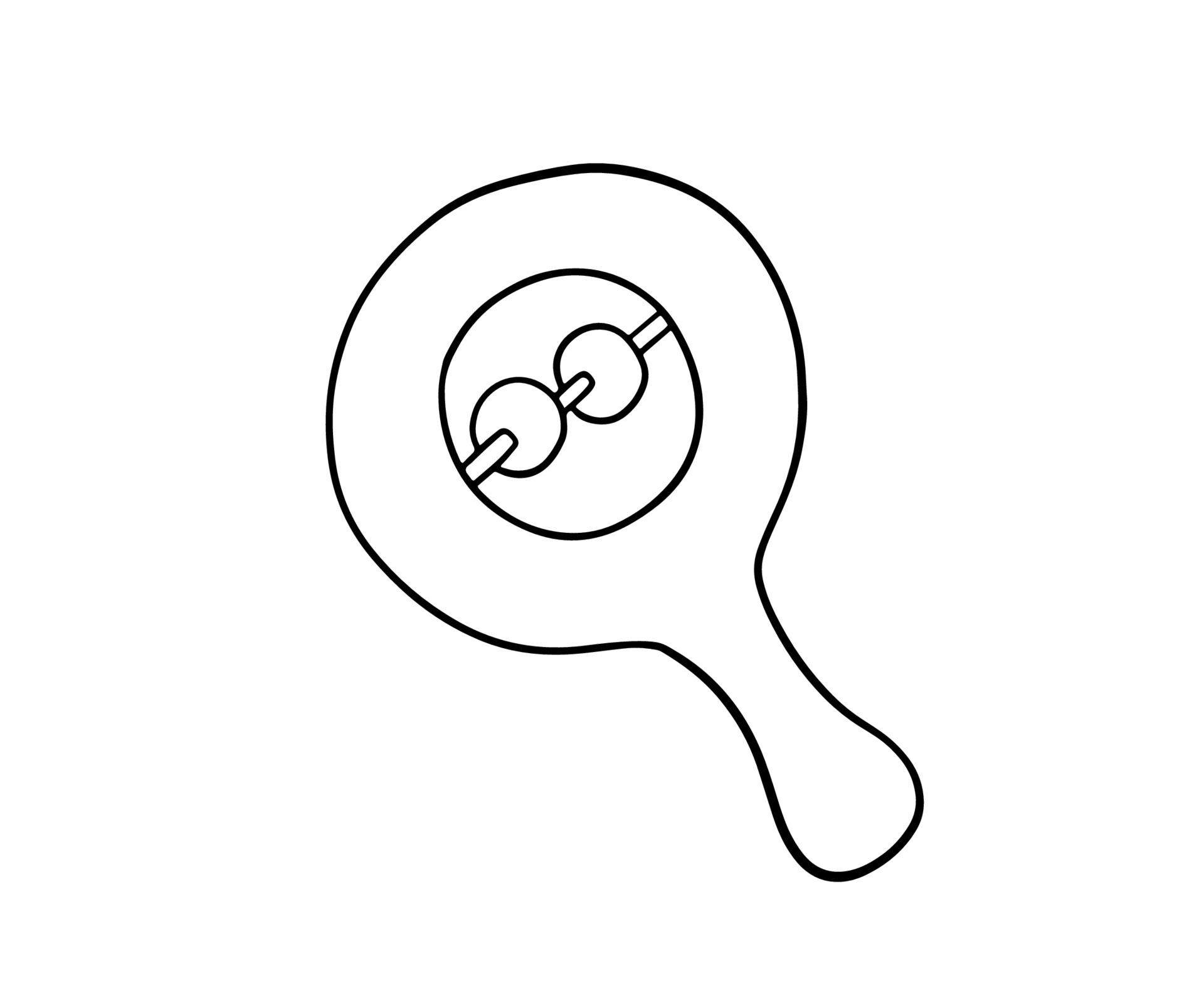 Baby rattle toy outline sketch. Doodle vector hand drawn illustration
